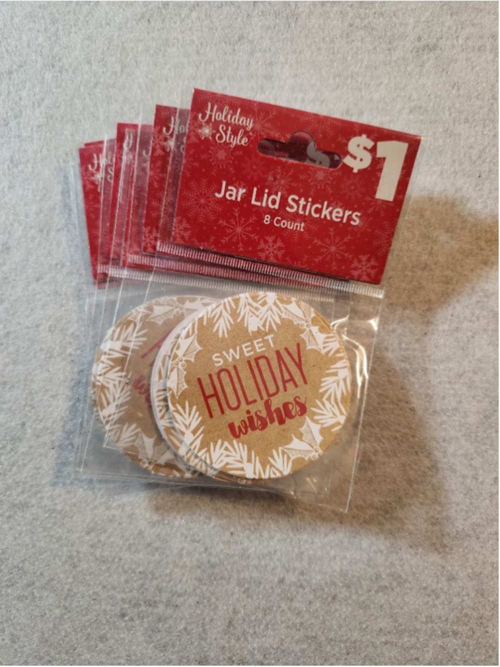 Lot of 10 Holiday Style Holiday Decor Brown Red Jar Lid Stickers, 8 per pack